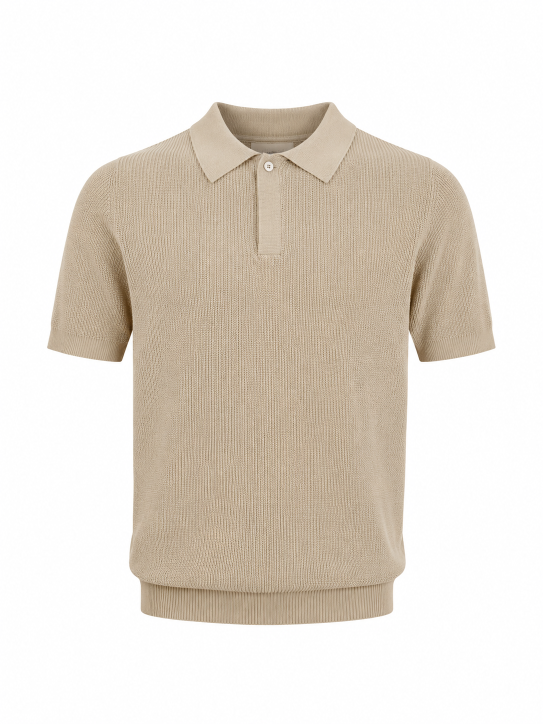 MEN’S BEIGE KNIT POLO SHIRT
